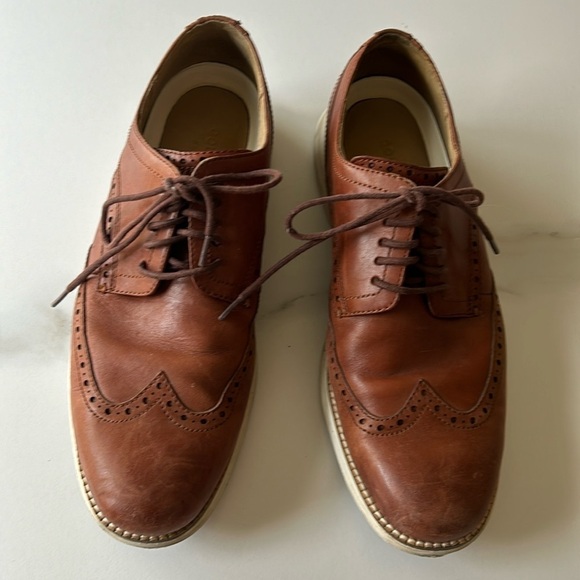 Cole Haan C26471 Mens Original Grand Oxfords Shoes Wingtip Brown Leather - Picture 1 of 7